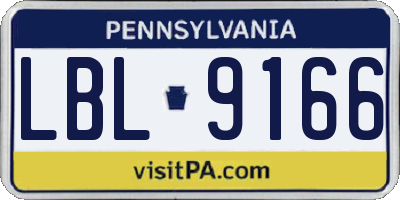 PA license plate LBL9166