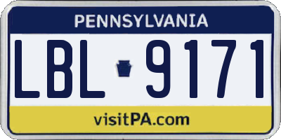 PA license plate LBL9171