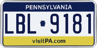 PA license plate LBL9181
