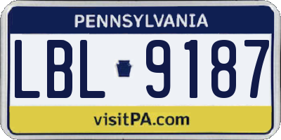 PA license plate LBL9187