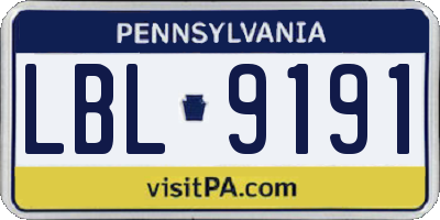 PA license plate LBL9191