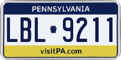 PA license plate LBL9211
