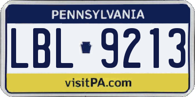 PA license plate LBL9213