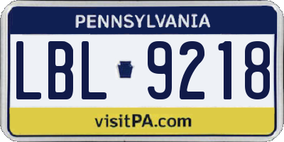 PA license plate LBL9218