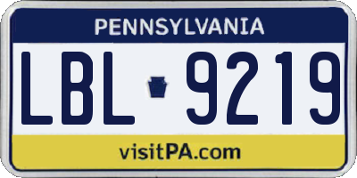 PA license plate LBL9219