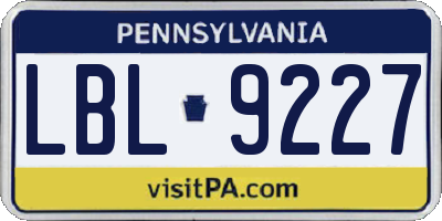 PA license plate LBL9227