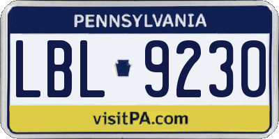 PA license plate LBL9230
