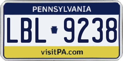 PA license plate LBL9238