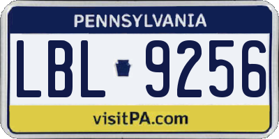 PA license plate LBL9256