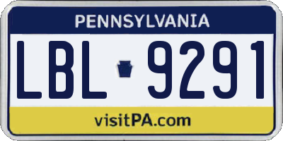 PA license plate LBL9291