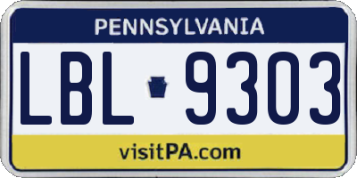 PA license plate LBL9303