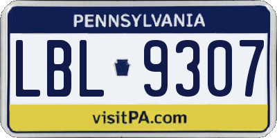PA license plate LBL9307