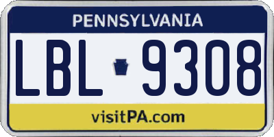 PA license plate LBL9308