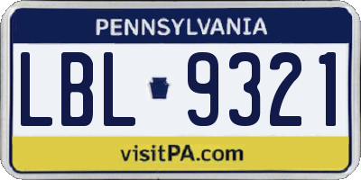 PA license plate LBL9321