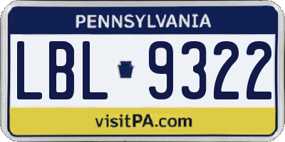 PA license plate LBL9322