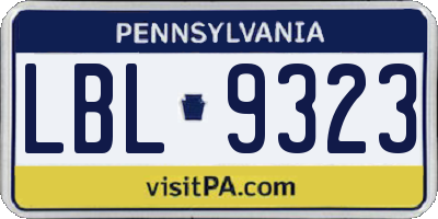 PA license plate LBL9323