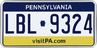PA license plate LBL9324