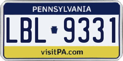 PA license plate LBL9331