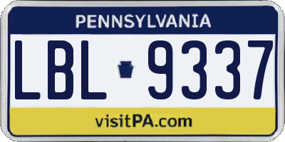 PA license plate LBL9337