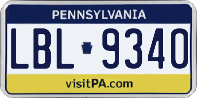 PA license plate LBL9340