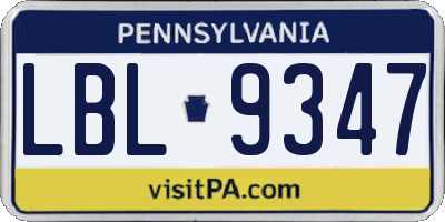 PA license plate LBL9347
