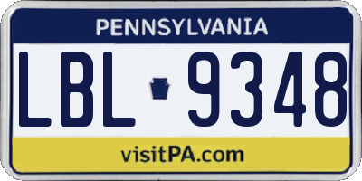 PA license plate LBL9348