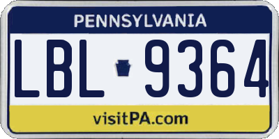 PA license plate LBL9364