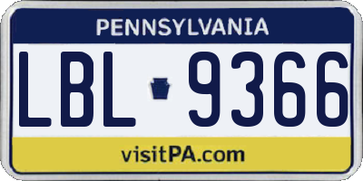 PA license plate LBL9366