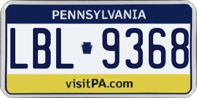 PA license plate LBL9368