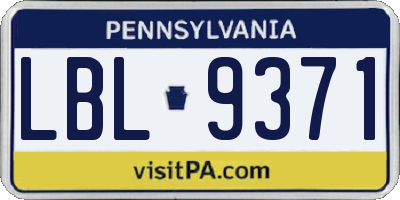 PA license plate LBL9371