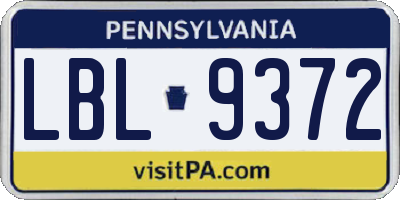 PA license plate LBL9372