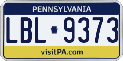 PA license plate LBL9373