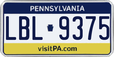PA license plate LBL9375
