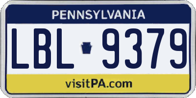 PA license plate LBL9379