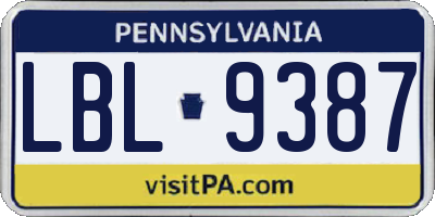 PA license plate LBL9387