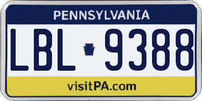 PA license plate LBL9388