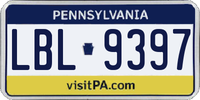 PA license plate LBL9397