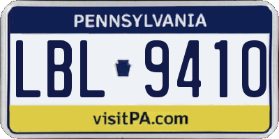 PA license plate LBL9410
