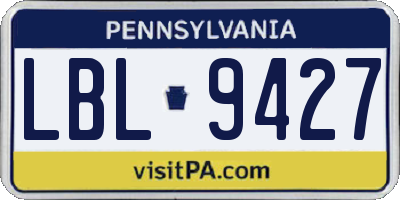 PA license plate LBL9427