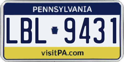PA license plate LBL9431