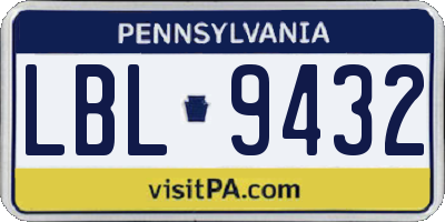 PA license plate LBL9432