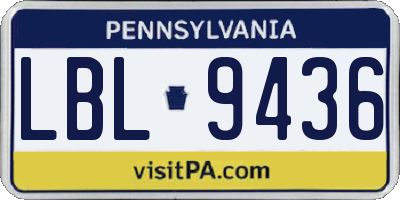 PA license plate LBL9436