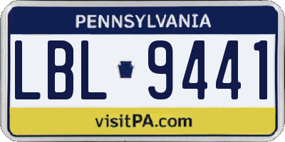 PA license plate LBL9441