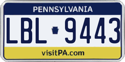 PA license plate LBL9443