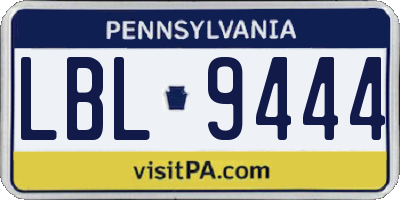 PA license plate LBL9444