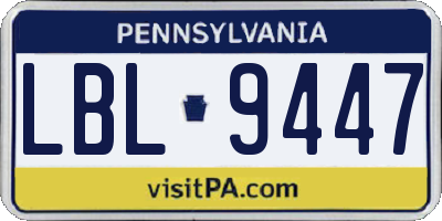 PA license plate LBL9447