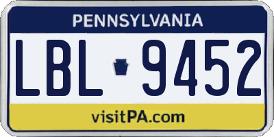 PA license plate LBL9452