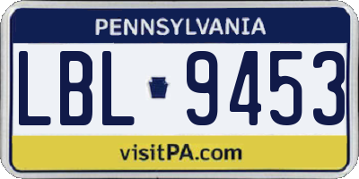 PA license plate LBL9453