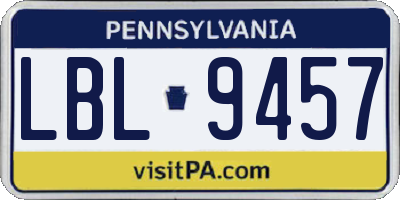 PA license plate LBL9457