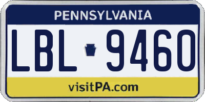 PA license plate LBL9460